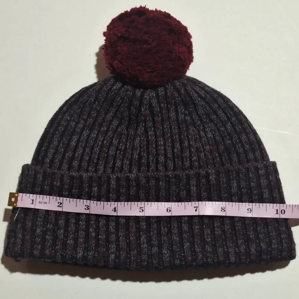 Lululemon Athletica Beanie Women's OS Fleece Lined Black Maroon Outdoor Gorpcore